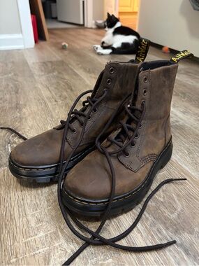 Dr. Martens Brown Distressed Leather Lace-Up Boots